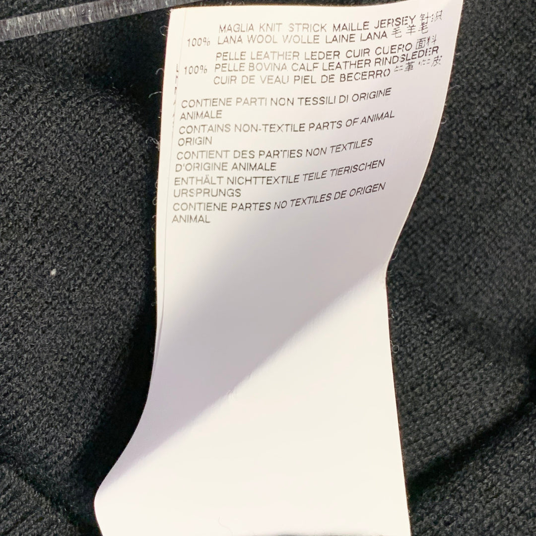 MAISON MARGIELA Size M Navy Grey Knit Suede Elbow Patches Sweater