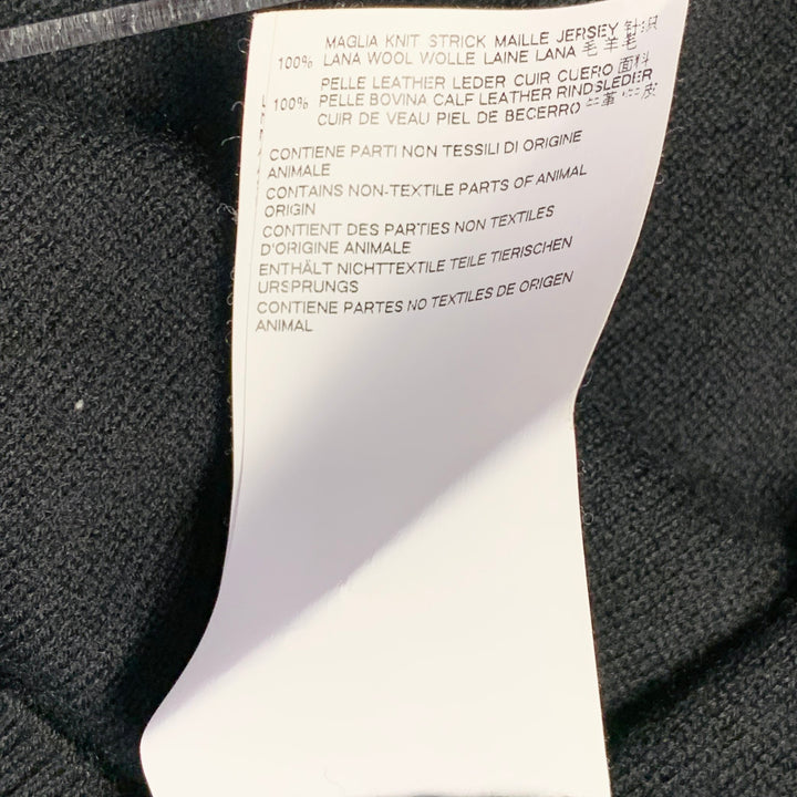 MAISON MARGIELA Size M Navy Grey Knit Suede Elbow Patches Sweater