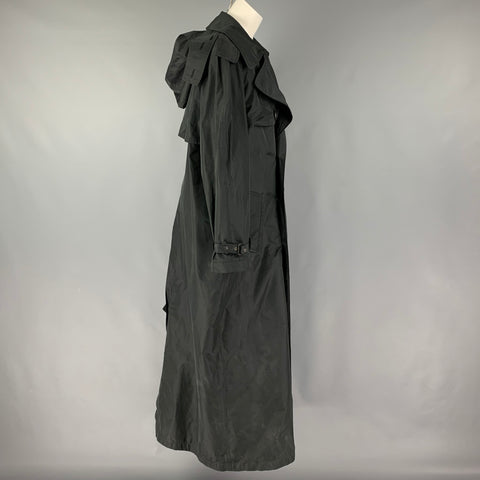 JEAN PAUL GAULTIER Size 8 Black Polyester Silk Long Trench Coat