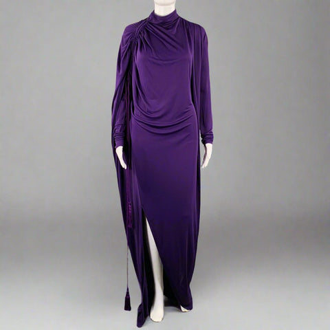 LANVIN Size 4 Purple Viscose Blend Long Sleeve Cocktail Dress