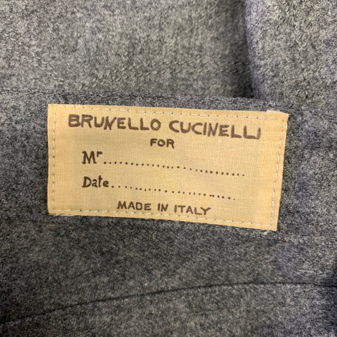 BRUNELLO CUCINELLI Taille 32 Gris Chiné Laine Boutons Braguette Pantalon Décontracté