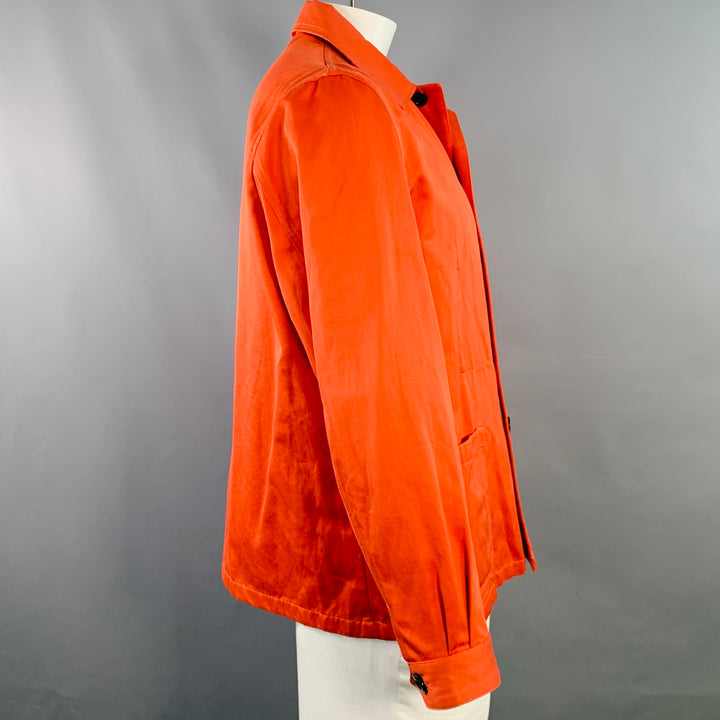 PAUL SMITH Size XL Orange Twill Linen Cotton Chore Jacket
