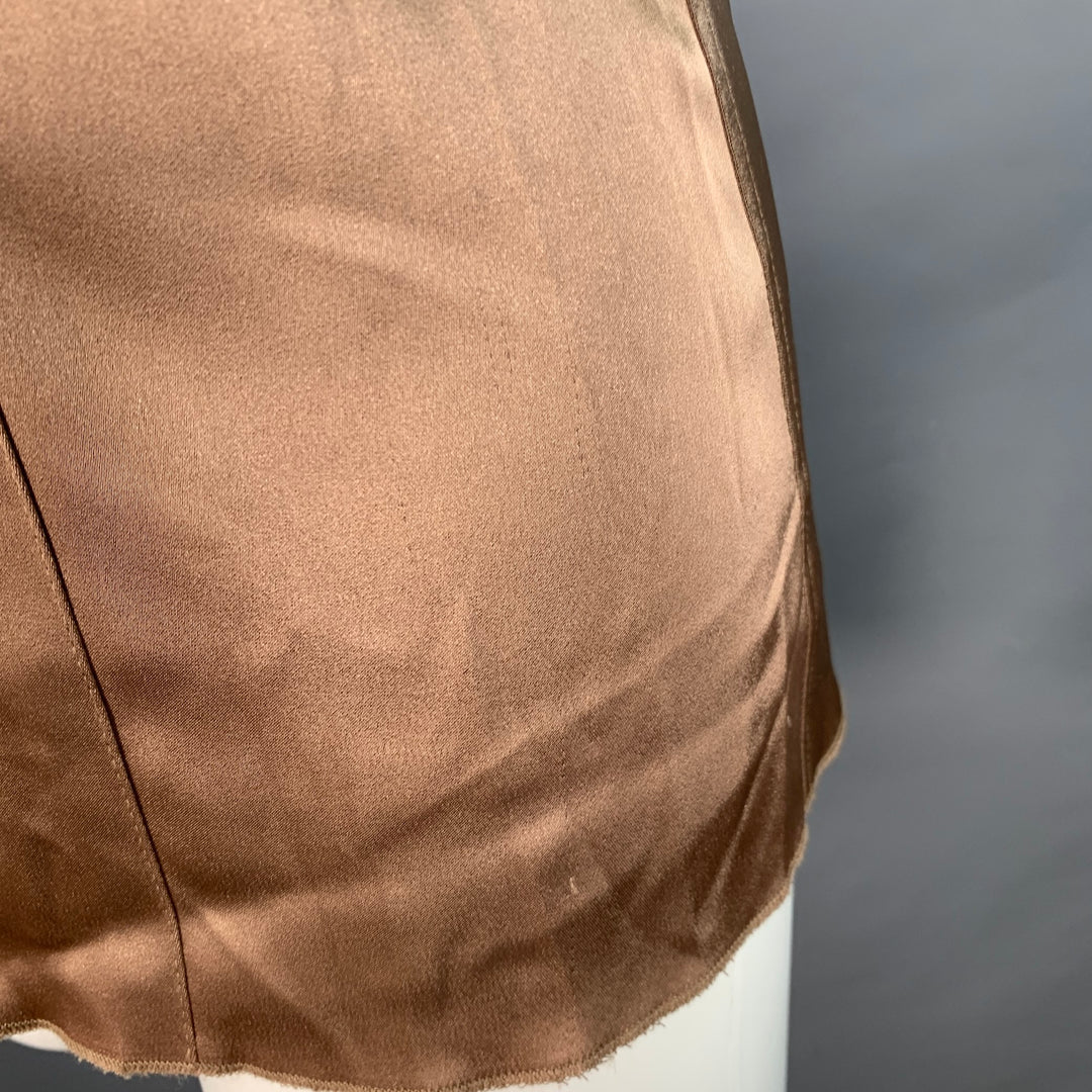 NANUSHKA Size M Copper Triacetate Blend Satin Point Collar Patch Pockets Shirt