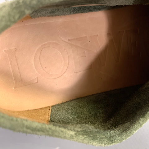 LOEWE Size 12 Green Textured Suede Chukka Lace Up Shoes