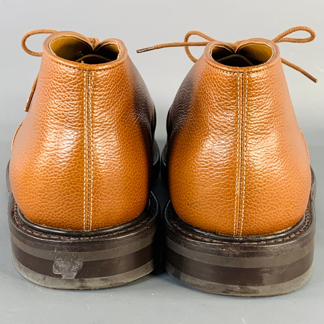 JOHN LOBB Size 8.5 Grove Brown Pebble Grain Leather Lace-Up  display picture 2