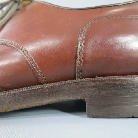 BRUNELLO CUCINELLI Size 8 Brown Leather Cap-toe Lace Up BRUNELLO CUCINELLI