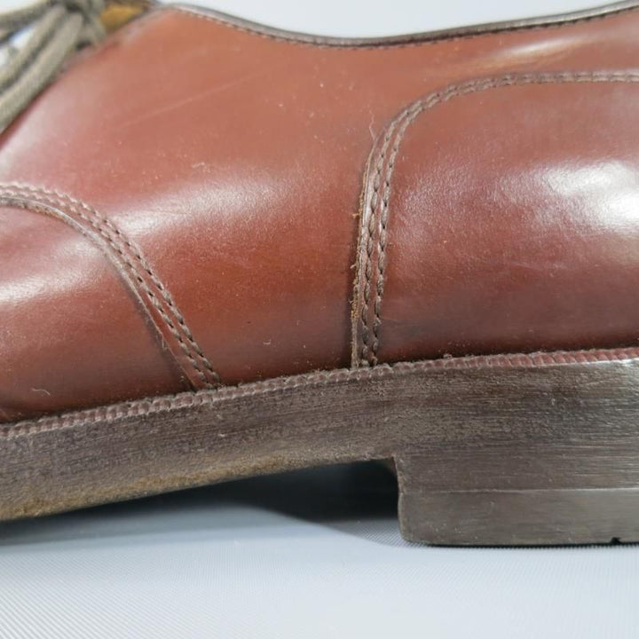 BRUNELLO CUCINELLI Size 8 Brown Leather Cap-toe Lace Up