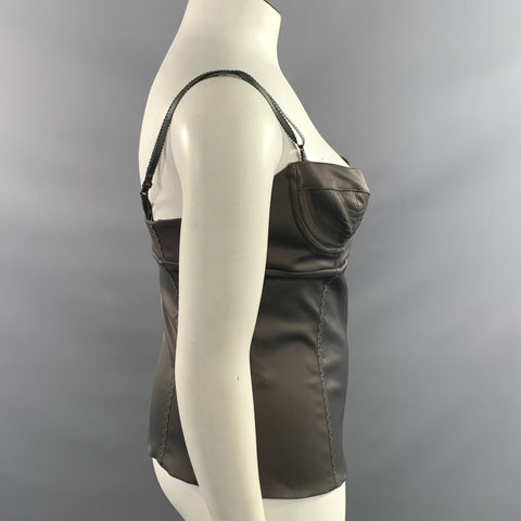 JOHN GALLIANO Size L Grey Acetate Polyamide Bustier Dress Top