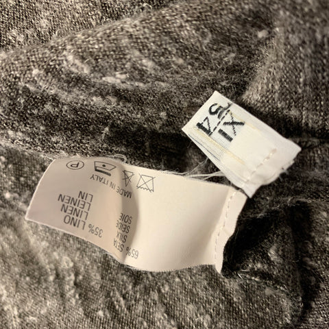 KITON Size XL Grey White Heather Silk Linen Crew Neck Pullover