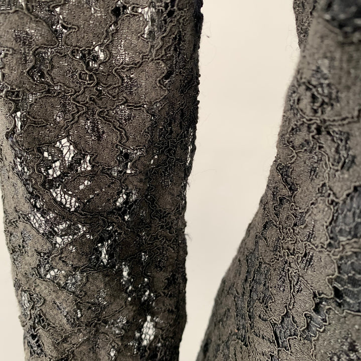 DIANE VON FURSTENBERG Size 4 Zarita Black Rayon Blend Lace Scoop Neck 3/4 Sleeves Dress