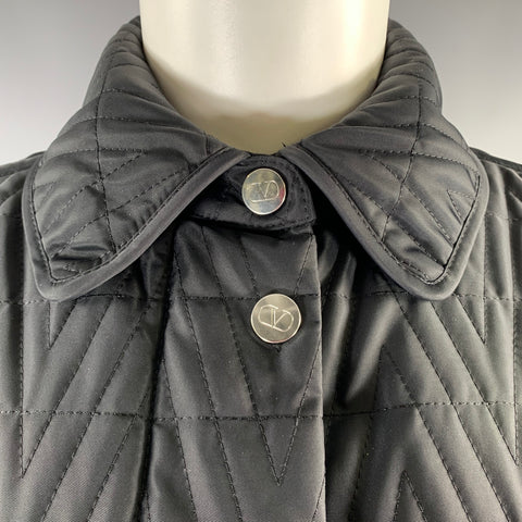 VALENTINO Size 0 Black Polyamide Padded Zip Snaps Jacket