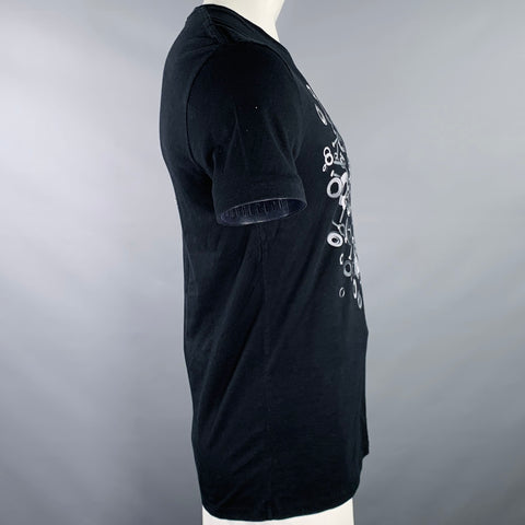 ALEXANDER MCQUEEN Size L Black Grey Skull Print Cotton Crew Neck T-shirt