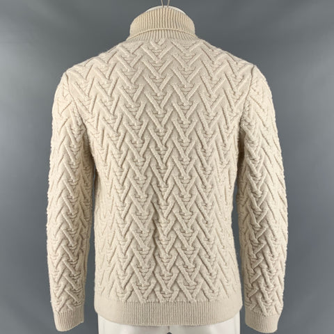 VINTAGE Size M Cream Knit Turtleneck Sweater