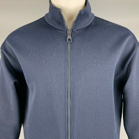 LOUIS VUITTON Size M -Technical Tracksuit- Navy Monogram Zip Up Tracksuit
