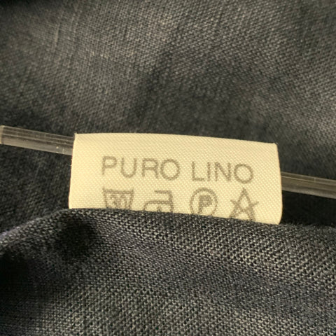 CAPRI Size XL Navy Linen Camp Long Sleeve Shirt