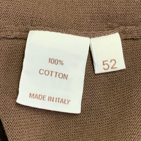 DE PETRILLO Size L Brown Jersey Cotton Short Sleeve Pullover
