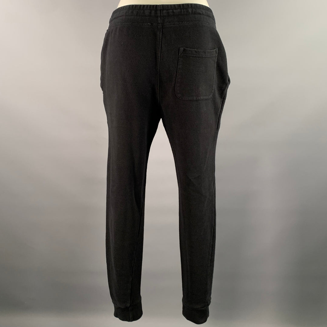 BALMAIN Size M Black Cotton Solid Joggers Casual Pants
