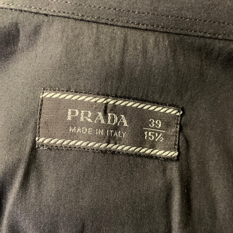 PRADA Size M Black Cotton Blend Button Up Long Sleeve Shirt