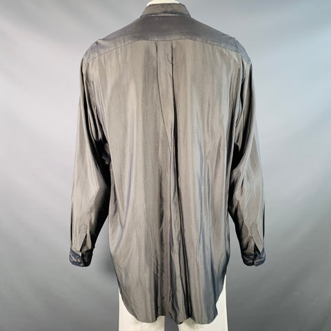 COMME des GARCONS Vintage Size XXL Navy White Stripe Nylon Oversized Long Sleeve Shirt