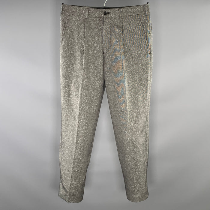 COMME des GARCONS Size S Black Silver Metallic Wool Blend Dress Pants