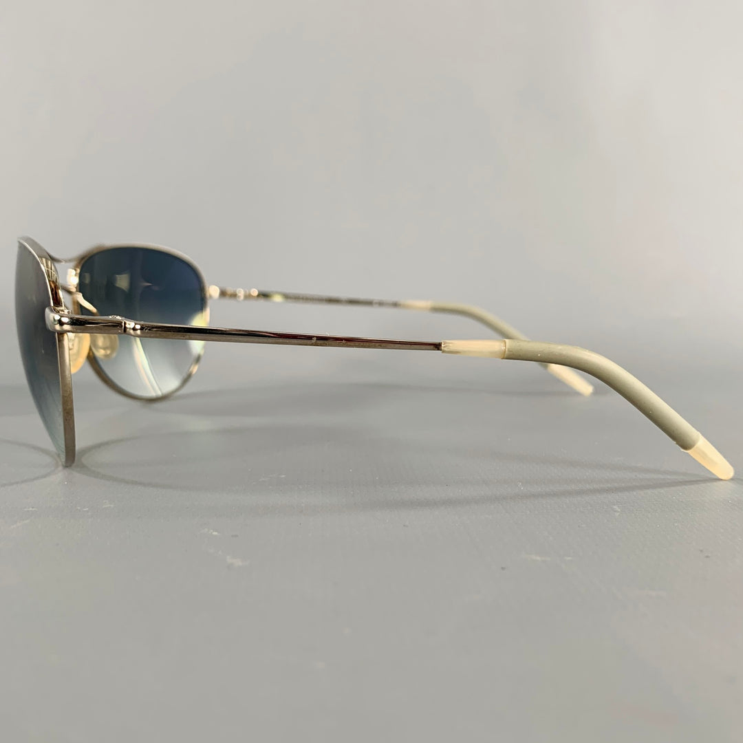 OLIVER PEOPLES -Commander- Silver Grey Metal Aviator Sunglasses
