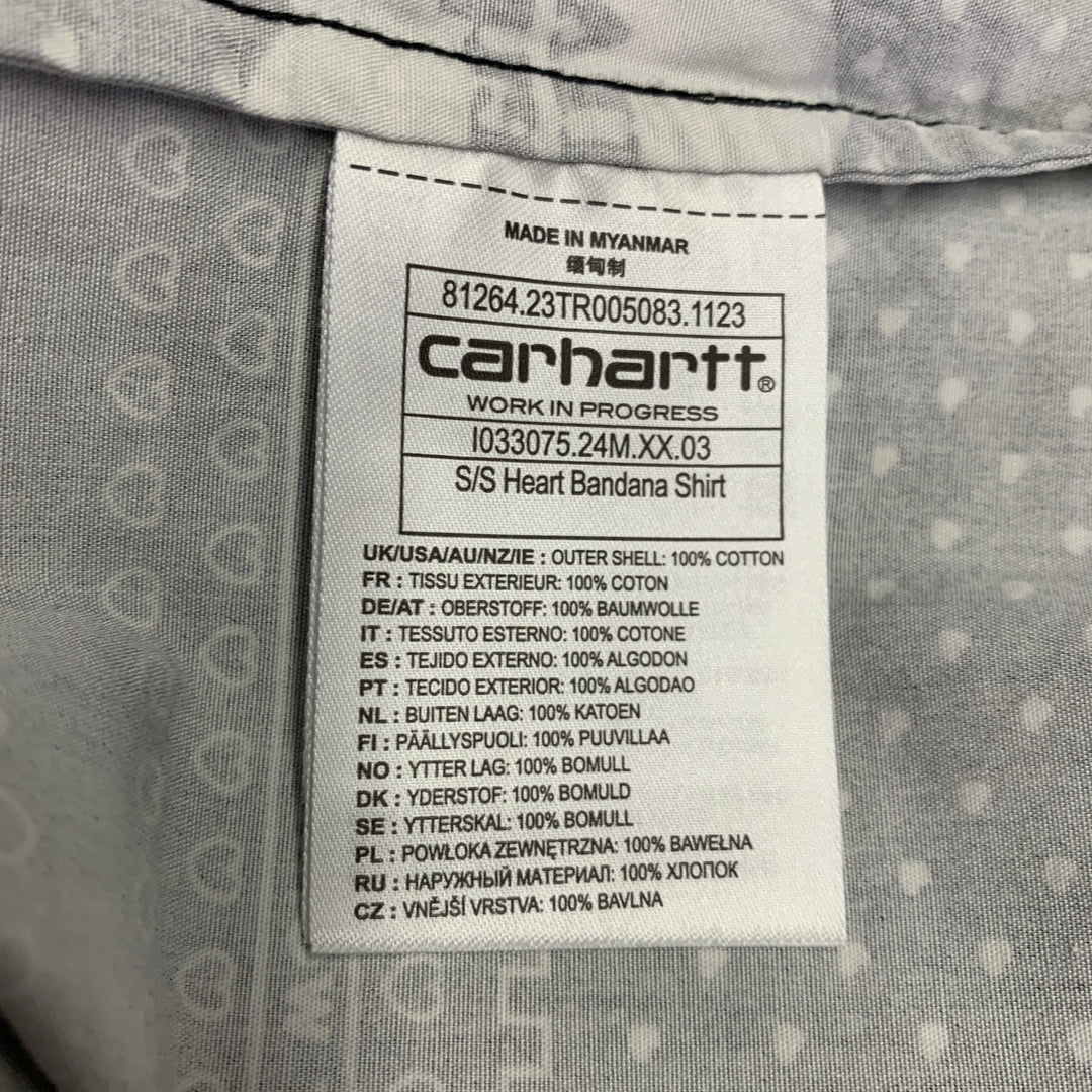 CARHARTT Size M Black White Bandana Cotton Camp Short Sleeve Shirt