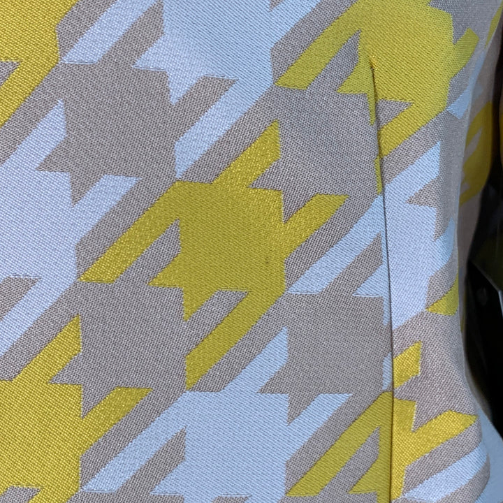 MARNI Size 10 Yellow Beige Polyester Houndstooth Hidden Buttons Jacket Blazer
