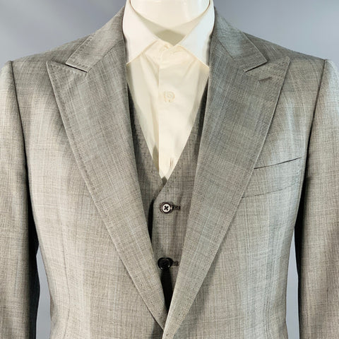 ASTOR & BLACK Size 44 Grey White Glenplaid Sport Coat Vest Set