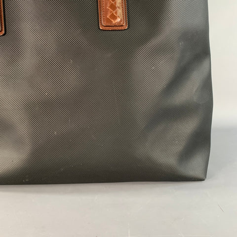 BOTTEGA VENETA Black Textured Coated Canvas Oversized Tote Handbag