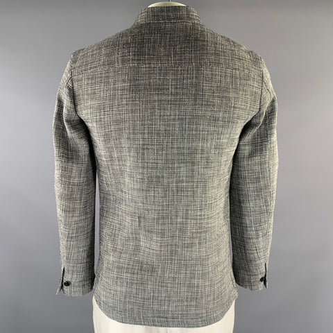 KLEIN EPSTEIN & PARKER Thimm Size L Black White & Black Heather Wool Blend Coat