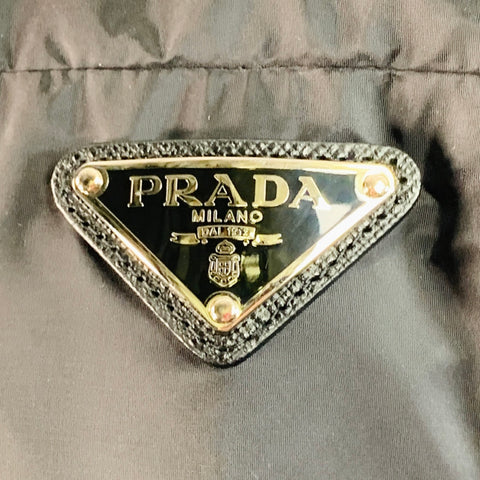 PRADA Size 38 Black Reversible Lambskin Leather Nylon Bomber Jacket