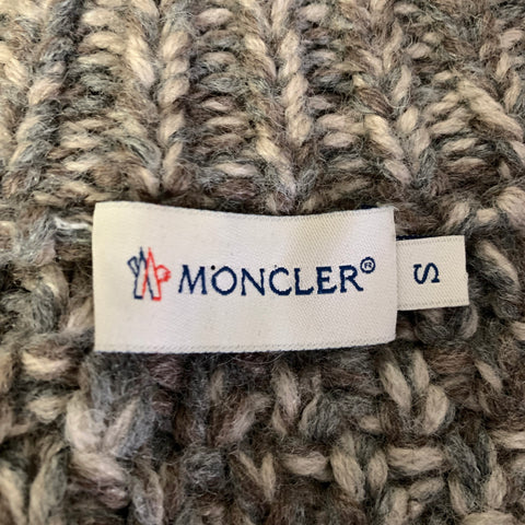 MONCLER Size S Grey Tan Knit Wool Blend Button Up Jacket
