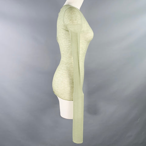 JEAN COLONNA Size M Green Cashmere Sheer Long Sleeve Casual Top
