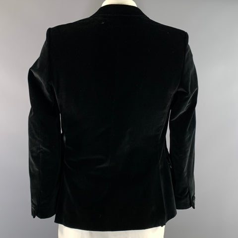 TED BAKER Chest Size 42 Black Velvet Cotton Notch Lapel Sport Coat