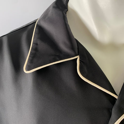 JIL SANDER Size M Black White Viscose Camp Short Sleeve Shirt