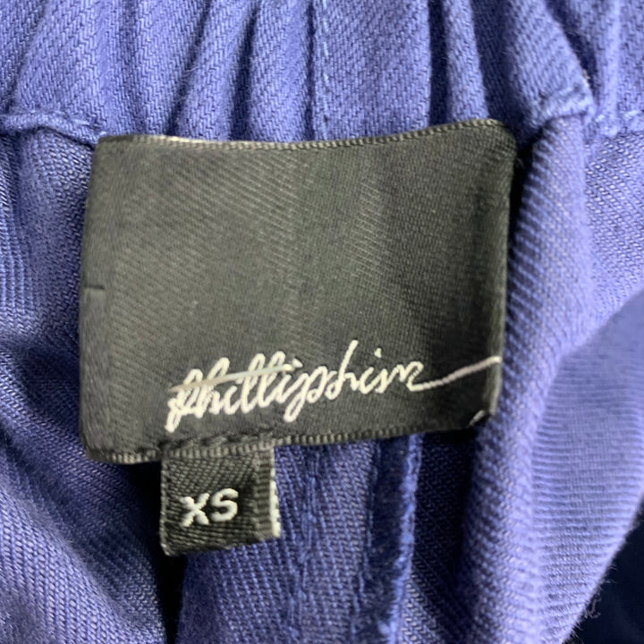 3.1 PHILLIP LIM Size XS Blue Cotton Linen High Waisted Drawstring Casual Pants