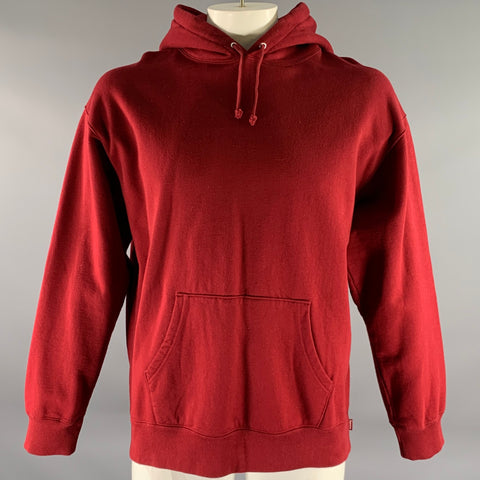 SUPREME Size L Burgundy Rhinestone Cotton Hoodie Sweatshirt
