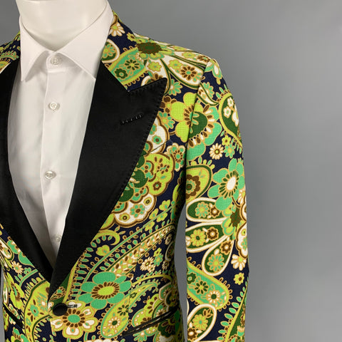 TOM FORD Taille 34 Manteau de sport en viscose noir Paisley multicolore régulier