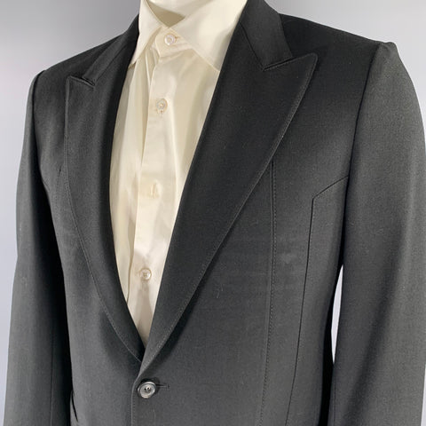 MAISON MARGIELA Size 42 Black Wool Peak Lapel Sport Coat