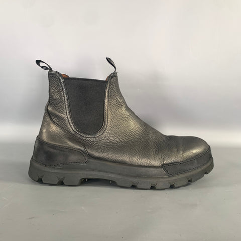 POLO Size 10.5 Black Crackled Leather Chelsea Boots