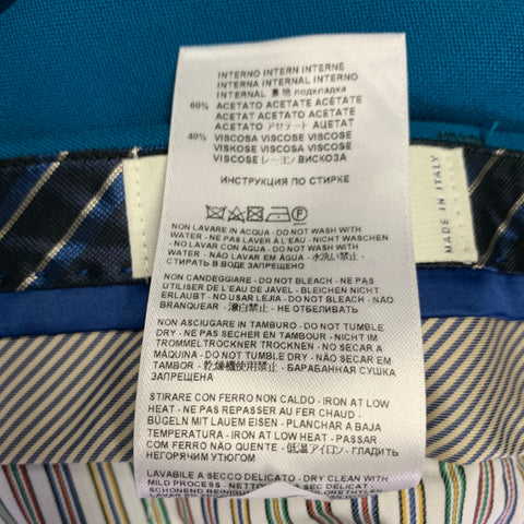 ETRO Size 34 Teal Wool Zip Fly Dress Pants