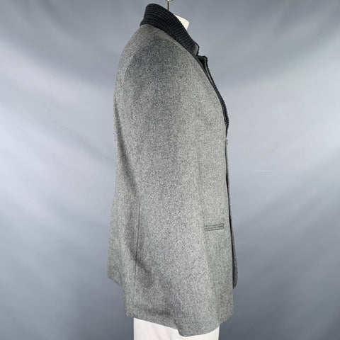EMPORIO ARMANI Taille 46 Gris Noir Mélange de Laine Revers Cranté Veste de Sport