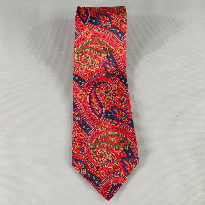 BALLY Burgundy Navy Paisley Silk Tie