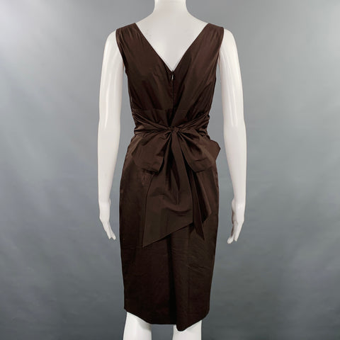 MAX MARA Robe de cocktail mi-longue plissée en coton mélangé marron, taille 38