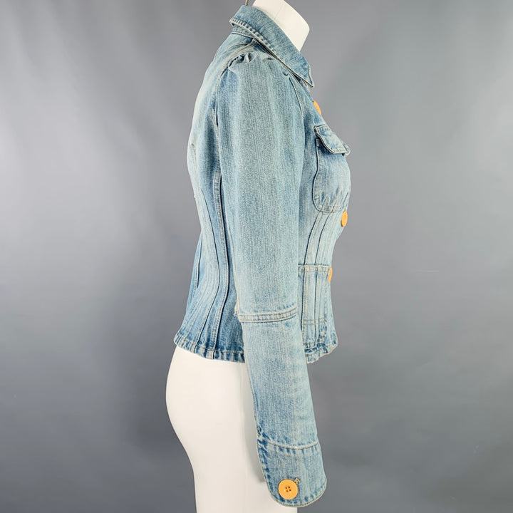 MARC by MARC JACOBS Size 4 Blue Cotton Distressed Jacket