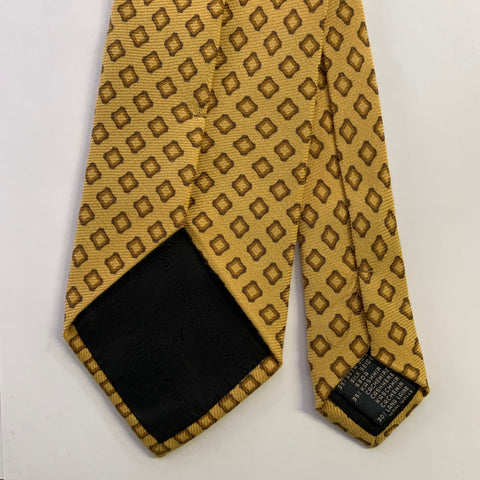 ERMENEGILDO ZEGNA Yellow Mustard Abstract Silk Tie