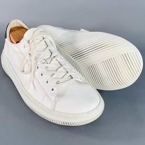 BARNEY'S NEW YORK Size 9.5 White Leather Low Top Rubber Sole Sneakers