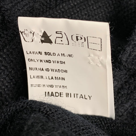 TRANSIT UOMO Size M Black Rib Knit Wool Blend Zip Up Cardigan