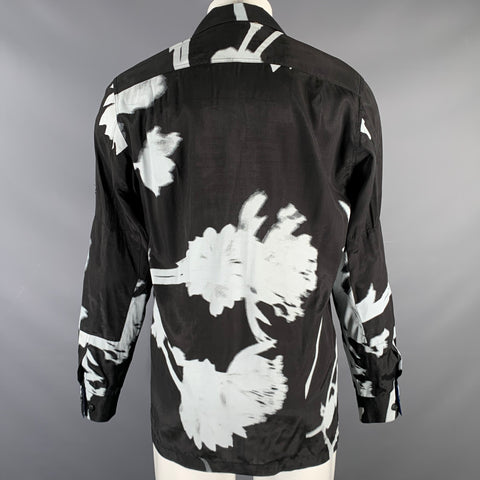 PAUL SMITH Size S Black White Print Viscose Patch Pockets Jacket