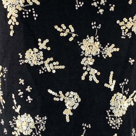 OSCAR DE LA RENTA Size L Black White Silk Blend Beaded Tank Casual Top
